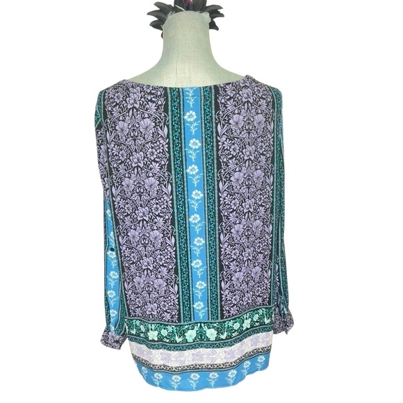 Ann Taylor Loft Women’s Tunic Blouse Floral Print Long Sleeve Career Top Size L - Picture 3 of 9